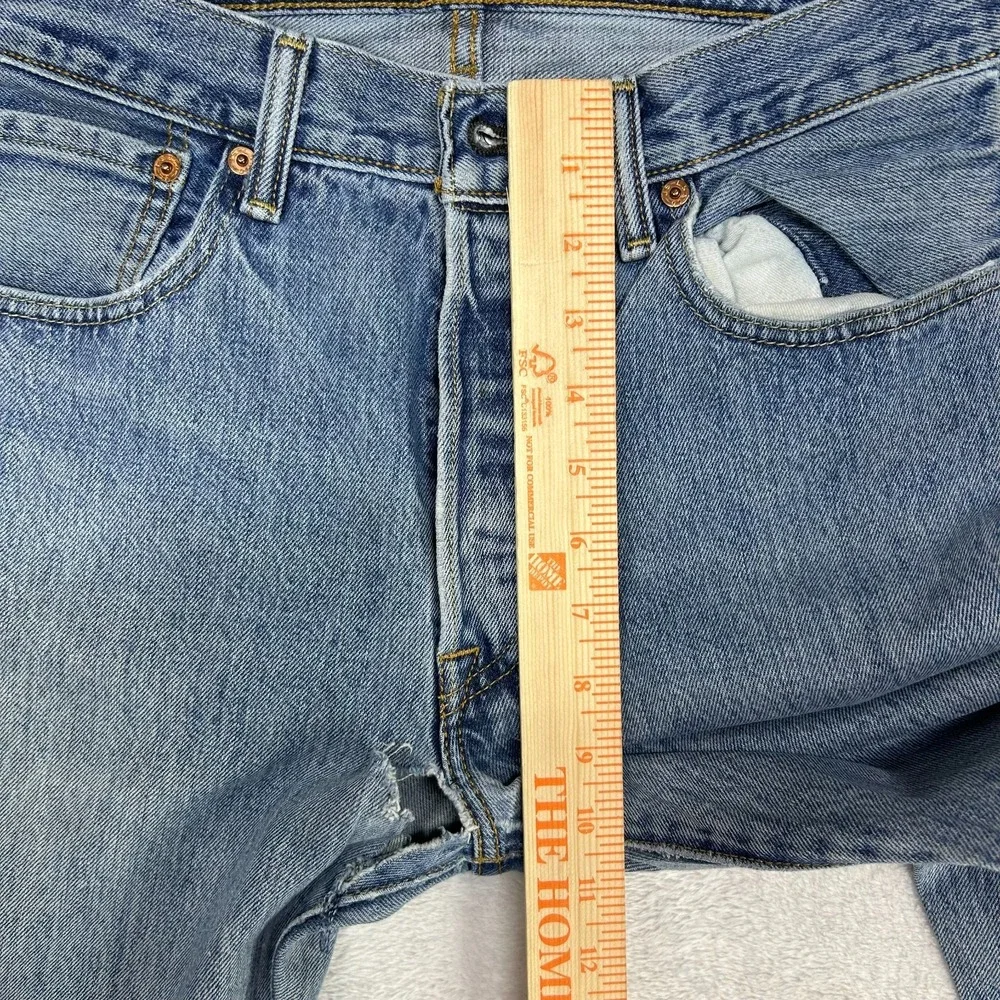 Levi's 501 Original Fit Straight Jeans Men 32X28.5 Blue Denim Button Fly - Flaws